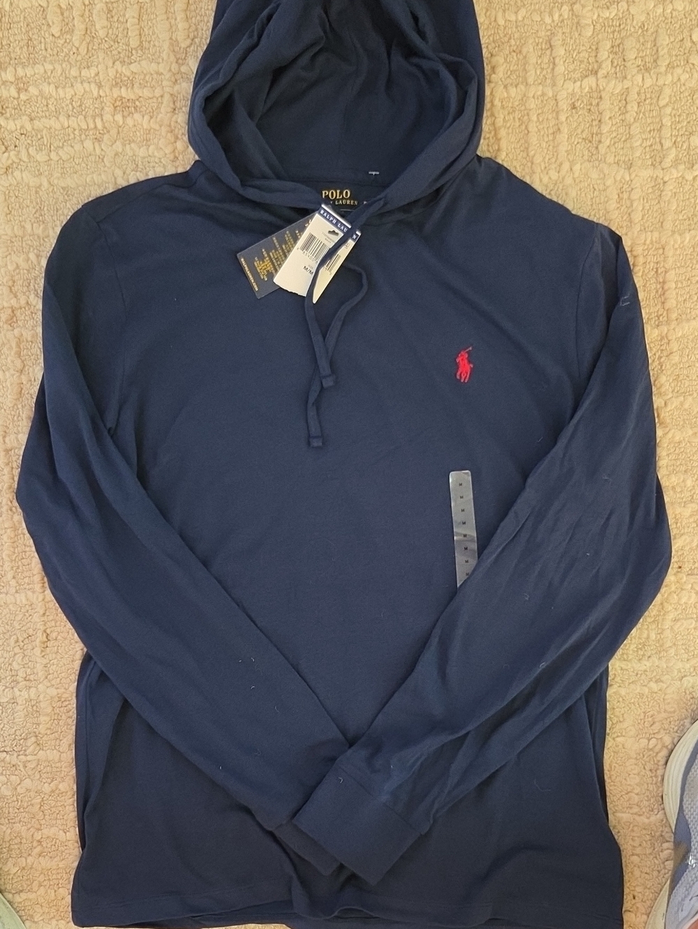 Polo Ralph Lauren Men's Jersey Hooded T-Shirt Navy Blue Red Pony - Size M NWT